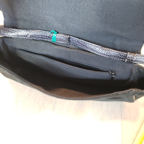 Black Suede Leather Purse Elegant Coctail Purse - Picture 5 of 8